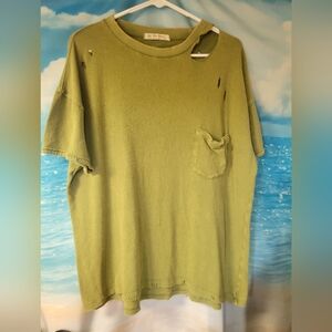 We The Free Distressed Green Short Sleeve Tee